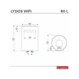 Ariston villanyboiler, LYDOS WIFI 80 V 1,8K EU, 80 literes, Eco funkció, LED kijelző, programozható, WiFi-vel