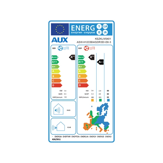 AUX Magma oldalfali monosplit klíma 3,5/4,2kW ASW-H12C5B4/QDR3DI-D0-3