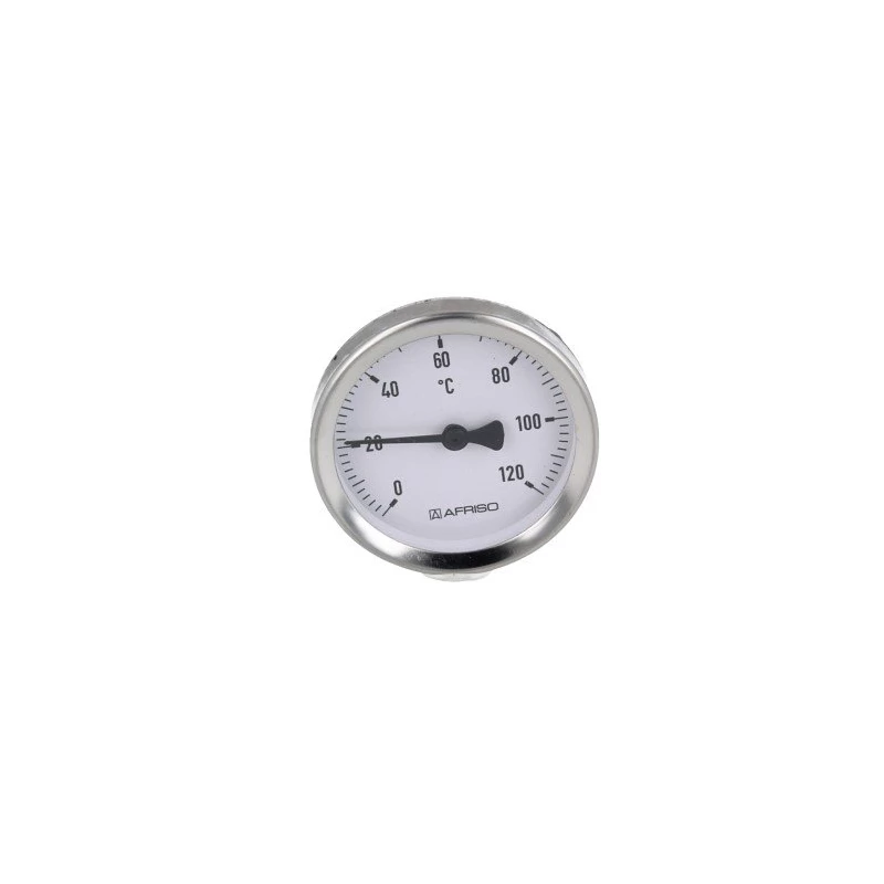 Afriso hőmérő rugós ATh 63 F    0/120°C 3/8"-1 1/2" csőátmérőhöz, KL.2 M. FEDER