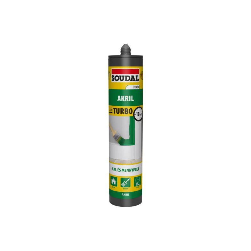 Soudal akril turbo fehér 280ml - gyorskötésű festhető tömítő