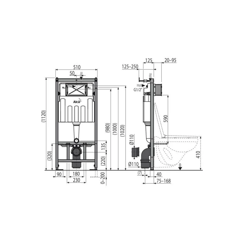 Alcaplast Sádromodul AM101/1120 falsík alatti WC tartály