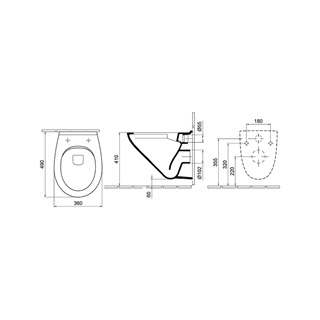 Alföldi Optic mélyöblítésű fali WC csésze, Compact 360*490mm, Clean-Flush öblítés