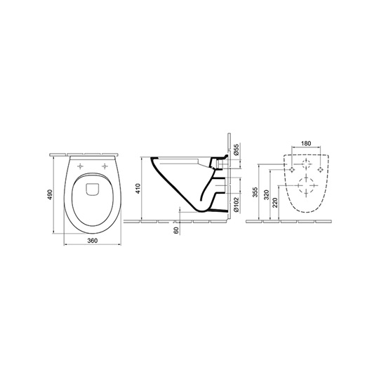 Alföldi Optic mélyöblítésű fali WC csésze, Compact 360*490mm, Clean-Flush öblítés