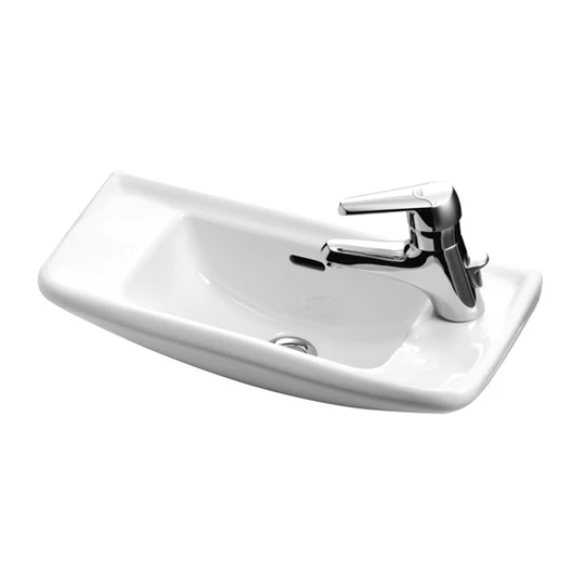 Alföldi Saval 2.0 kézmosó, 51 x 22 cm, 1 furattal a jobb oldalon, Easyplus, fehér