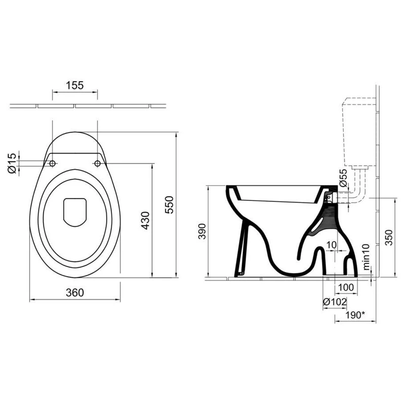 Alföldi Bázis mélyöblítésű WC csésze, alsó kifolyású, CleanFlush, fehér