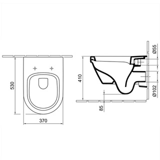 Alföldi mélyöblítésű fali-WC, Formo, 37 x 53 cm, CleanFlush, fehér