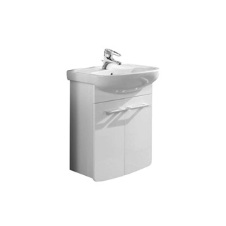 Alföldi  Saval 2.0 mosdószekrény fehér mosdóval, két nyíló ajtó, falra-lábra szerelhető, 54 x 69 x 28 cm, matt wenge, fü