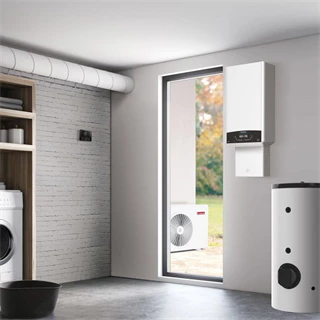Ariston 24 kW-os fali kombi kondenzációs gázkazán 3,5 kW-os levegő/víz hőszivattyúval, GenusOne Hybrid 24/35 Net R32