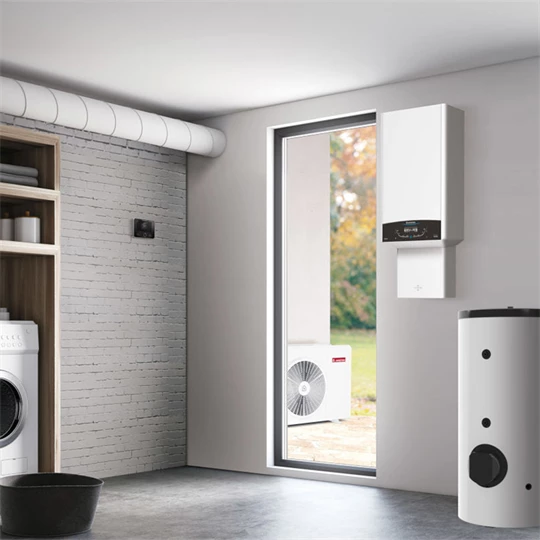 Ariston 24 kW-os fali kombi kondenzációs gázkazán 3,5 kW-os levegő/víz hőszivattyúval, GenusOne Hybrid 24/35 Net R32