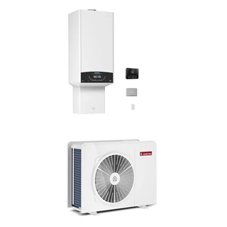 Ariston 24 kW-os fali kombi kondenzációs gázkazán 3,5 kW-os levegő/víz hőszivattyúval, GenusOne Hybrid 24/35 Net R32