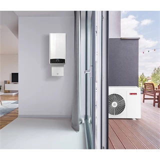 Ariston 24 kW-os fali kombi kondenzációs gázkazán 8,0 kW-os levegő/víz hőszivattyúval,GenusOne Hybrid Plus 24/80 Net R32