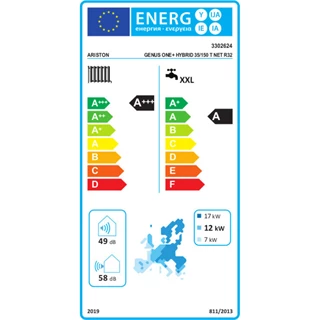 Ariston 35 kW-os fali kombi kondenzációs gázkazán 35,0 kW-os levegő/víz hőszivattyúval, GenusOne Hybrid 35/150 T Net R32
