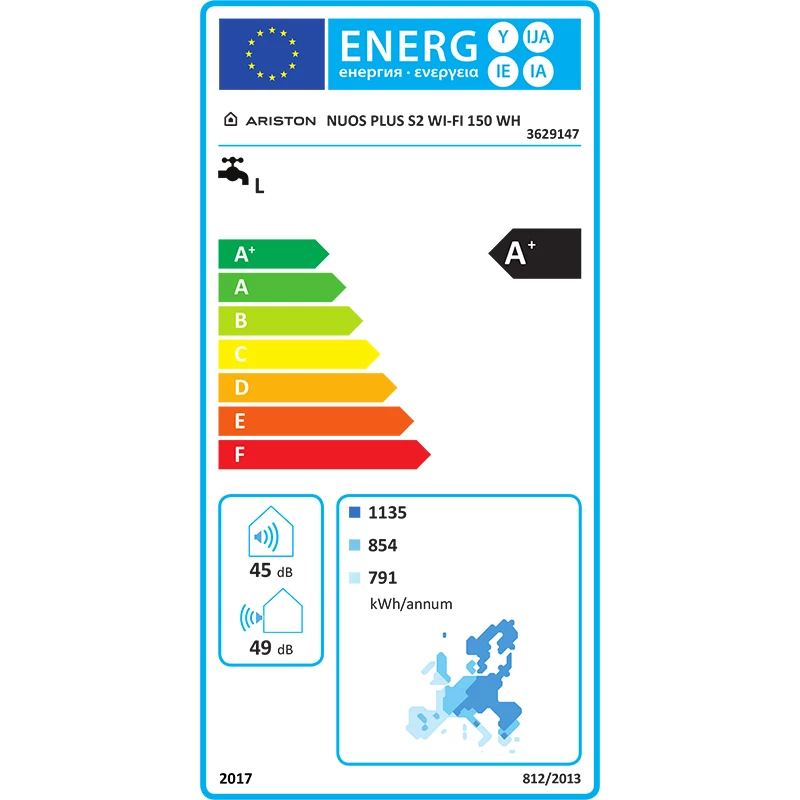 Ariston HMV hőszivattyú, NUOS PLUS S2 WI-FI 150 WH