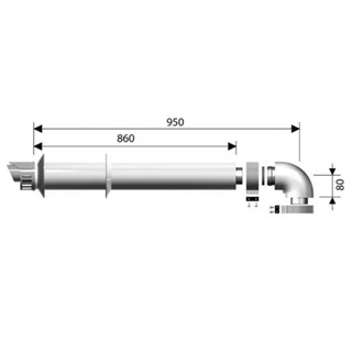 Ariston égéstermék-elvezetés, alu/pp, 60/100 mm, koncentrikus parapett szett, 1 m