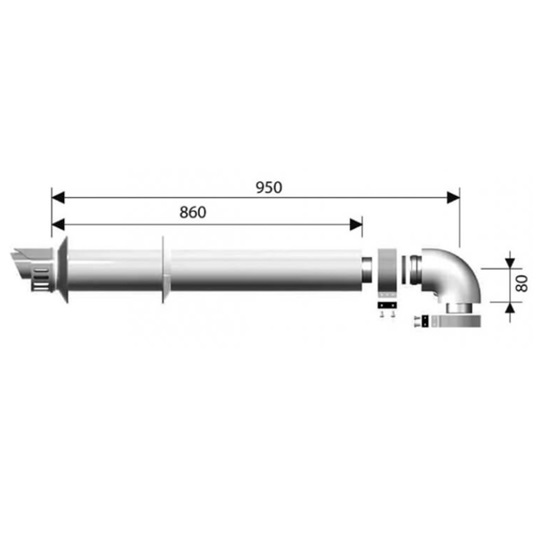 Ariston égéstermék-elvezetés, alu/pp, 60/100 mm, koncentrikus parapett szett, 1 m