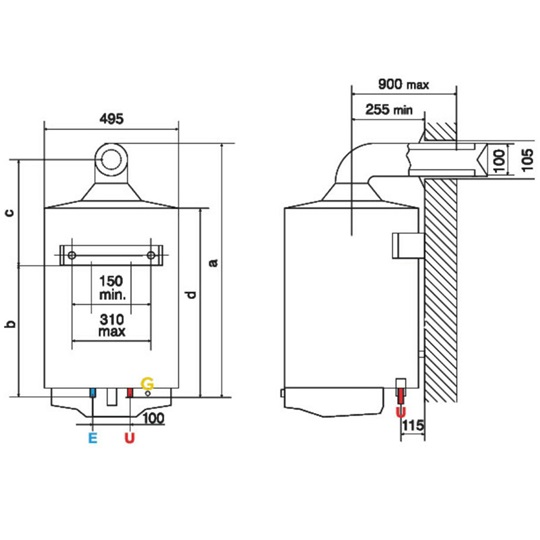 Ariston gázboiler, parapetes, fali, S/SGA BF X  100 EE, 100 literes