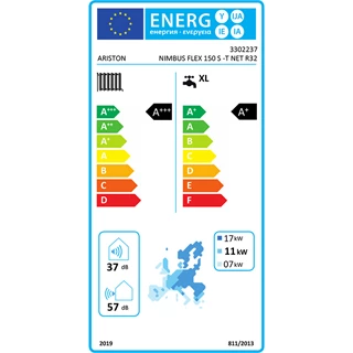 Ariston hőszivattyú, NIMBUS FLEX 150 S-T NET R32 , 15 kW-os, 1 fűtőkört vezérlő hőszivattyú, fali beltéri egységgel