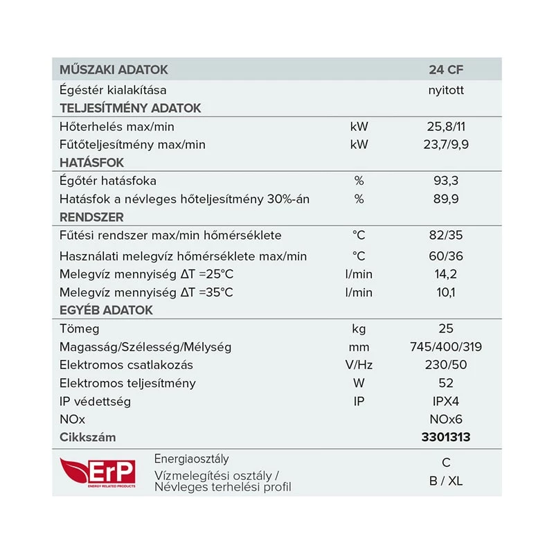 Ariston Clas X 24 CF EU kombi kéményes fali gázkazán EU-ERP