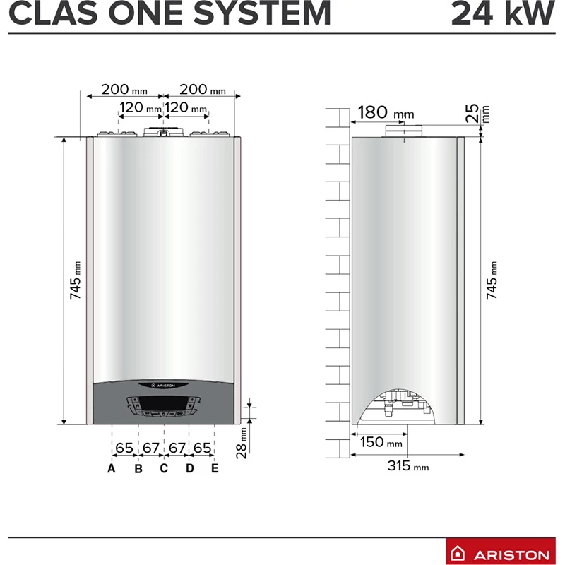 Ariston Clas One System 24 fűtő kondenzációs fali gázkazán EU-ERP