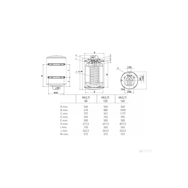 Ariston BCH CD1 120 ARI indirekt HMV tároló talppal, 120 l, 1 spirálos