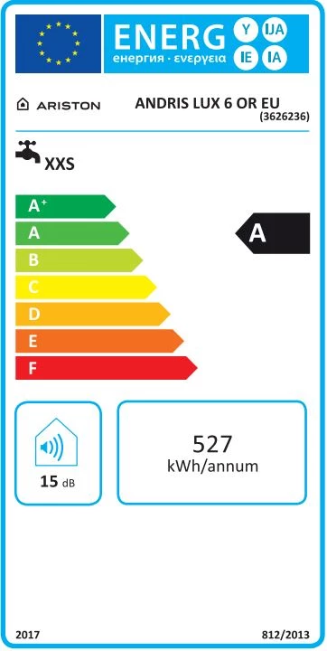 Ariston AN LUX 6 OR villanybojler, 6 literes, felső elhelyezésű