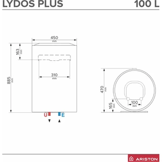 Ariston LYDOS PLUS 100 V 1,8K EN EU villanybojler, 100 literes, Eco funkció, LED kijelző, programozható