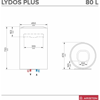Ariston LYDOS PLUS 80 V 1,8K EN EU villanybojler, 80 literes, Eco funkció, LED kijelző, programozható