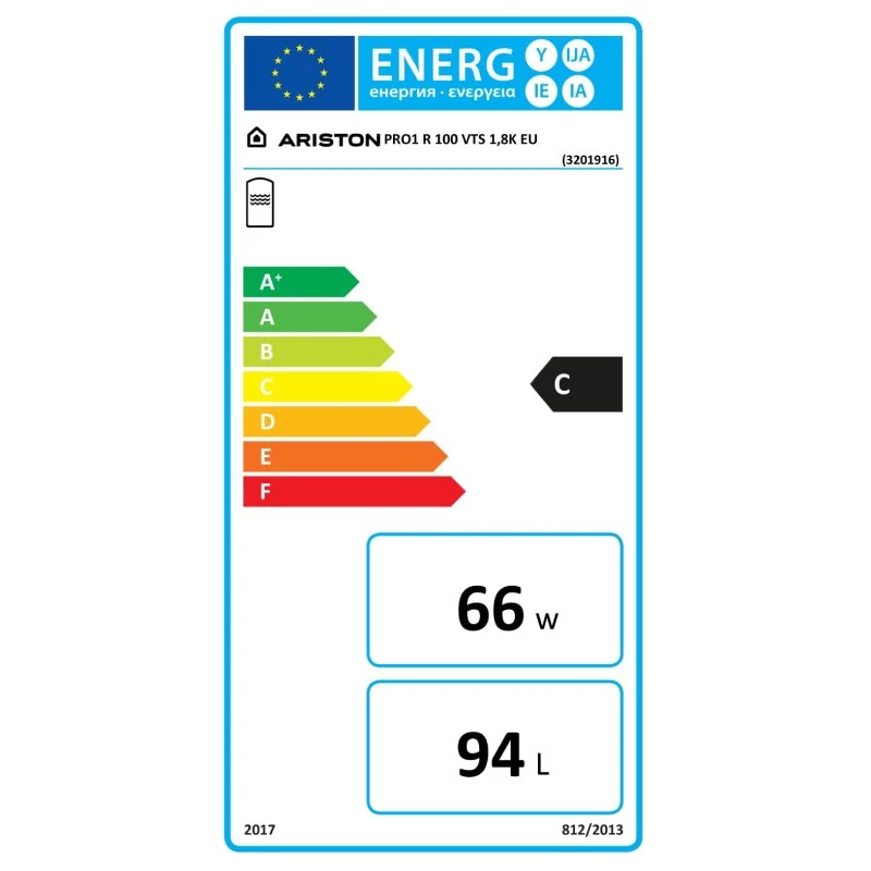 Ariston PRO1 R 100 VTS 1,8K EU villanybojler, 100 literes, 1,8 kW-os fűtőszállal, fűtőspirállal, balos bekötés