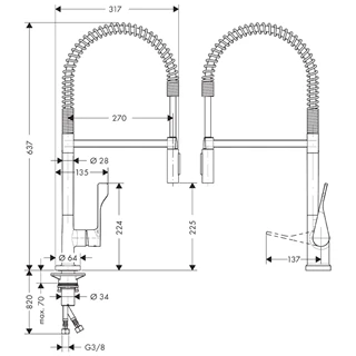 Axor Citterio Semi-Pro egykaros konyhai csaptelep DN15, króm