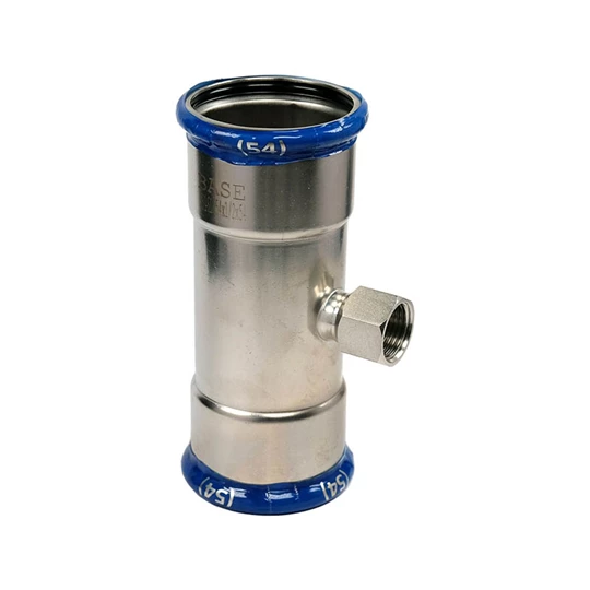 BASE PRESS-M rozsdamentes acél T-idom, belső menetes, 54 mm - 1/2" - 54 mm, 1.4404 - 316L