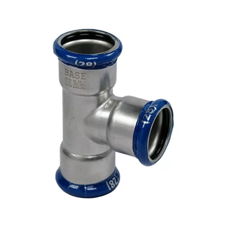 BASE PRESS-M rozsdamentes acél T-idom, egál, 28 mm, 1.4404 - 316L