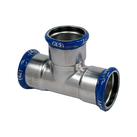 BASE PRESS-M rozsdamentes acél T-idom, egál, 42 mm, 1.4404 - 316L