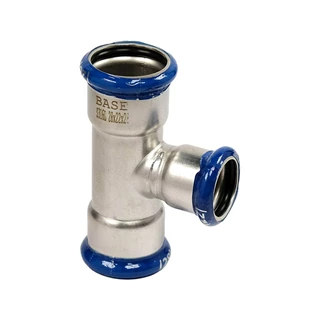 BASE PRESS-M rozsdamentes acél T-idom, szűkített, 28 - 22 - 28 mm, 1.4404 - 316L