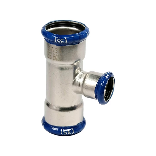 BASE PRESS-M rozsdamentes acél T-idom, szűkített, 35 - 22 - 35 mm, 1.4404 - 316L