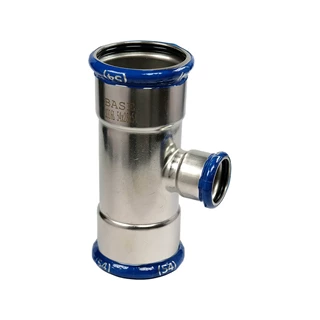 BASE PRESS-M rozsdamentes acél T-idom, szűkített, 54 - 28 - 54 mm, 1.4404 - 316L