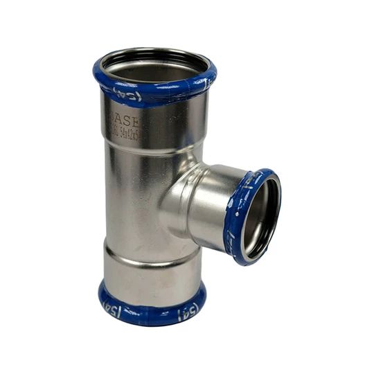 BASE PRESS-M rozsdamentes acél T-idom, szűkített, 54 - 42 - 54 mm, 1.4404 - 316L