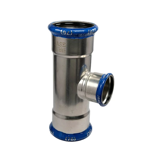 BASE PRESS-M rozsdamentes acél T-idom, szűkített, 76 - 54 - 76 mm, 1.4404 - 316L