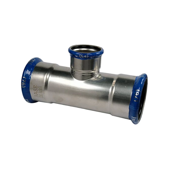 BASE PRESS-M rozsdamentes acél T-idom, szűkített, 76 - 54 - 76 mm, 1.4404 - 316L