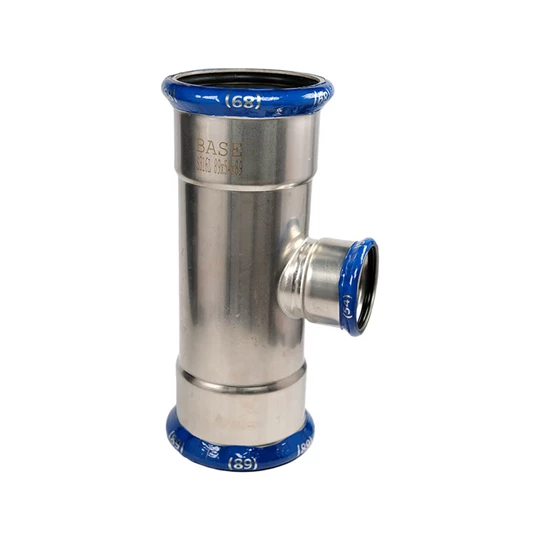 BASE PRESS-M rozsdamentes acél T-idom, szűkített, 89 - 54 - 89 mm, 1.4404 - 316L