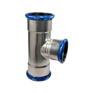 BASE PRESS-M rozsdamentes acél T-idom, szűkített, 89 - 76 - 89 mm, 1.4404 - 316L