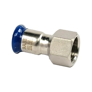 BASE PRESS-M rozsdamentes acél csatlakozó idom, belső menetes, 15 mm - 1/2" BM, 1.4404 - 316L