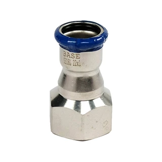 BASE PRESS-M rozsdamentes acél csatlakozó idom, belső menetes, 22 mm - 1" BM, 1.4404 - 316L