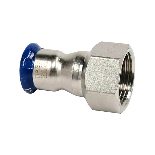 BASE PRESS-M rozsdamentes acél csatlakozó idom, belső menetes, 22 mm - 1" BM, 1.4404 - 316L