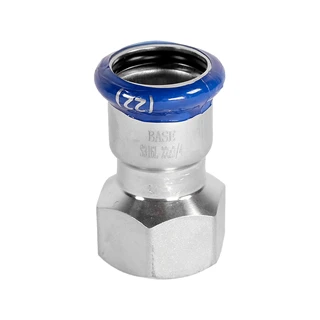 BASE PRESS-M rozsdamentes acél csatlakozó idom, belső menetes, 22 mm - 3/4" BM, 1.4404 - 316L