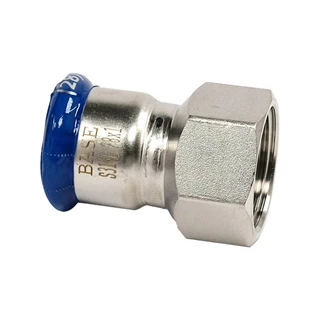 BASE PRESS-M rozsdamentes acél csatlakozó idom, belső menetes, 28 mm - 1" BM, 1.4404 - 316L