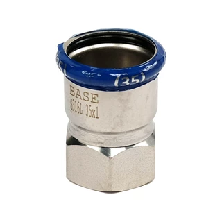 BASE PRESS-M rozsdamentes acél csatlakozó idom, belső menetes, 35 mm - 1" BM, 1.4404 - 316L