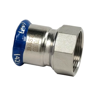 BASE PRESS-M rozsdamentes acél csatlakozó idom, belső menetes, 42 mm - 6/4" BM, 1.4404 - 316L