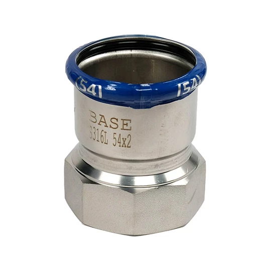 BASE PRESS-M rozsdamentes acél csatlakozó idom, belső menetes, 54 mm - 2" BM, 1.4404 - 316L
