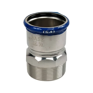 BASE PRESS-M rozsdamentes acél csatlakozó idom, külső menetes, 54 mm - 2" KM, 1.4404 - 316L