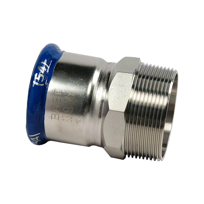 BASE PRESS-M rozsdamentes acél csatlakozó idom, külső menetes, 54 mm - 2" KM, 1.4404 - 316L